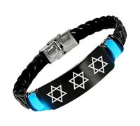 Magen David - Bracelet phosphorescent en silicone avec étoile de David - Bracelet de foi juive pour homme et femme, cadeau israélien pour Hanoukka et anniversaires, Silicone, Acier inoxydable.