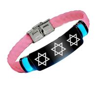 Magen David - Bracelet phosphorescent en silicone avec étoile de David - Bracelet de foi juive pour homme et femme, cadeau israélien pour Hanoukka et anniversaires, Silicone, Acier inoxydable.
