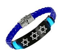Magen David - Bracelet phosphorescent en silicone avec étoile de David - Bracelet de foi juive pour homme et femme, cadeau israélien pour Hanoukka et anniversaires, Silicone, Acier inoxydable.