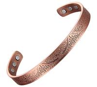 MagEnergy Bracelet en cuivre pour femme Life of Tree, bracelet magnétique à 99,9 % en cuivre, bracelet manchette réglable Cadeau bijou (cuivre fin, petit, 17,3 cm)