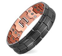 MagEnergy Bracelet en cuivre pour homme, 99,99 % cuivre pur, 3 rangées d'aimants 3800 gauss, taille réglable, cadeau de bijoux