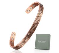 MagEnergy Bracelet en cuivre pour homme et femme, manchette en cuivre pur à 99,9 % avec 6 aimants en néodyme, réglable de 17,3 cm, bijou cadeau, taille unique, Cuivre, Pas de gemme