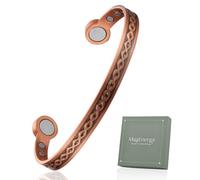 MagEnergy Bracelet en cuivre pour homme et femme, manchette en cuivre pur à 99,9 % avec 6 aimants en néodyme, réglable de 17,3 cm, bijou cadeau