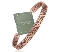 MagEnergy Bracelet en cuivre pour homme et femme, réglable 17,3 cm avec 6 aimants en néodyme, livré avec boîte cadeau