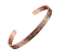 MagEnergy Bracelet Kuper pour hommes et femmes Bracelet en cuivre pur à 99,99 % avec 6 aimants puissants 6,8" Bijoux réglables Drainage lymphatique