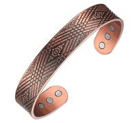 MagEnergy Bracelet large en cuivre pour hommes - Bijoux Viking - Bracelet manchette magnétique réglable de 7,5 pouces.