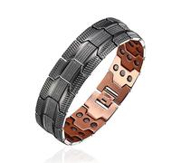 MagEnergy Bracelet magnétique en cuivre à 99,99 % pour homme, avec aimants ultra puissants, bracelet réglable avec outil de retrait et boîte cadeau à bijoux (noir)