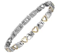 MagEnergy Bracelet magnétique en cuivre pour femme - 99,99 % cuivre pur - Design cœur - Réglable - Aimants en néodyme de qualité supérieure - Outil inclus - Cadeau idéal (doré et argent)