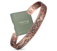 MagEnergy Bracelet magnétique en cuivre pur à 99,9 % avec 6 aimants puissants, bracelet manchette avec boîte à bijoux cadeau (cuivre 047)