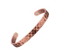 MagEnergy Bracelet pour hommes et femmes, Bracelet magnétique pur martelé, Manchette en cuivre ajustable de 6.8 ».