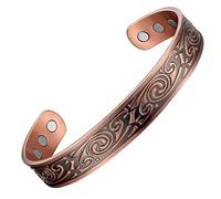 MagEnergy Bracelets en cuivre pour hommes Motif viking Bracelet magnétique en cuivre pur à 99,9% 6,7 pouces avec 6 aimants puissants Cadeau pour hommes pour anniversaire, fête ou vacances