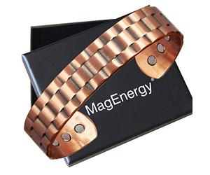 MagEnergy Mens Copper Bracelet 99.9% Pure Copper Magnetic Bracelet with 6 Powerful Magnets with Jewelry Gift Box