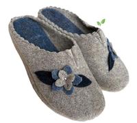 Magenta Chaussons confort Femme en Feutre tissu recyclé pantoufles IRIS Doux et Naturel avec Fleur en Tissu Vegan friendly, beige, 37 EU