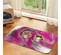 Magenta Noir Gris Jewel Tone Fluid Art Swirl,Tapis d'alimentation pour Animaux de Compagnie, Sets de Table en Cuir PU pour Chats et Chiens,40x60cm