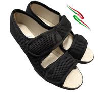 Magenta Sandales réglables pour femme avec déchirures SPRIT5 tissu ruche perforé respirant pour personnes âgées Made in Italy, Noir , 36 EU