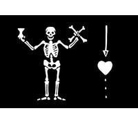 magFlags Drapeau Large Bartholomew Roberts Flag2 | Jolly Roger pirate flag of Bartholomew Roberts | drapeau paysage | 1.35m² | 90x150cm