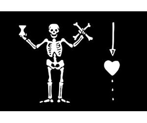 magFlags Drapeau Large Bartholomew Roberts Flag2 | Jolly Roger pirate flag of Bartholomew Roberts | drapeau paysage | 1.35m² | 90x150cm