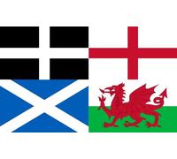 magFlags Drapeau Large Cornwall, England, Scotland, and Wales | Great Britain the flag of Cornwall since the 19th century together with the flags of Scotland and of England since the Middle Ages and