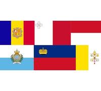 magFlags Drapeau Large European Microstates | Left Center Right Top Row Andorra Malta Monaco Bottom Row San Marino Liechtenstein Vatican City | drapeau paysage | 1.35m² | 80x160cm