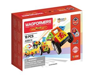 MAGFORMERS Wow Plus 707020 Lot de 18 Blocs de Construction magnétiques pour Enfants - Lot de 18 Blocs de Construction magnétiques pour Enfants - Cadeau des années - pour garçons et Filles