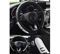 MAGGAZ Couvre Volant Housse de Volant de Voiture réfléchissante sans Anneau intérieur Bande élastique Grip Cover 37-38cm Universal Dragon Letter Car Decoration,Silver