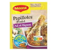 MAGGI - Papillotes Poulet aux Saveurs Ail et Oignon, Assaisonnement Pratique et Savoureux (36g) - Le Lot De 4