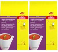 MAGGI PROFESSIONAL Velouté Tomates Basilic - Potage Instantané Tomate avec Basilic - A Faible Teneur en Matières Grasses - Spécial Distribution Automatique - Poche de 1kg (Lot de 2)