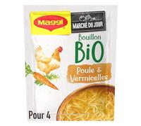 MAGGI - Soupe Bio Réconfortante Poule et Vermicelles, Saveur Légère à la Carotte (65g) - Le Lot De 4