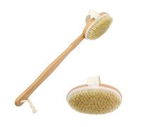 Maggift Removable Natural Boar Bristle Long Handle Body Brush For Dry Skin Brushing, Remove Dead Skin And Toxins, Scrub And Exfoliation Shower Brush Massage Scrubber. Dry Skin Body Brush, 16 Inch