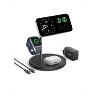 Maggo Chargeur Induction Iphone 3 En 1 15w Compatible Magsafe Et Certifié Qi2, Socle De Recharge À Induction Pour Iphone Séries 16/15/14/13, Airpods, Apple Watch(Chargeur Et Câble Usb C Inclus)