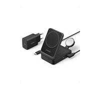 MagGo - Support de chargement sans fil - 3 en 1, pliable - 15 Watt (24 pin USB-C) - noir