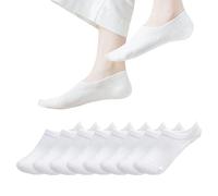 MAGIARTE Chaussettes Basses Invisibles Coton Anti-Dérapage - Chaussettes Sport Unisexe avec Silicium - Footies Respirants - Lot de 8 Paires (Couleur #02M Blanc) FR
