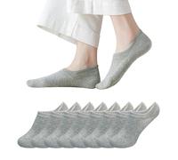 MAGIARTE Chaussettes Basses Invisibles Coton Anti-Dérapage - Chaussettes Sport Unisexe avec Silicium - Footies Respirants - Lot de 8 Paires (Couleur #03M Gris) FR