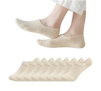 MAGIARTE Chaussettes Basses Invisibles Coton Anti-Dérapage - Chaussettes Sport Unisexe avec Silicium - Footies Respirants - Lot de 8 Paires (Couleur #04M Beige) FR