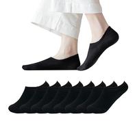 MAGIARTE Chaussettes Basses Invisibles Coton Anti-Dérapage - Chaussettes Sport Unisexe avec Silicium - Footies Respirants - Lot de 8 Paires (Couleur #01M Noir) FR