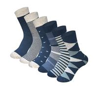MAGIARTE Chaussettes homme en coton à motifs jacquard montantes - Lot de 6 paires(Bleu Motif-L)-FR