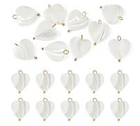 Magibeads Lot de 10 breloques en coquillage naturel en forme de cœur avec boucle plaquée or 18 carats véritable pour femme, Saint-Valentin, fabrication de bijoux, boucles d'oreilles, colliers