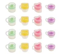 Magibeads Lot de 16 mini tasses en résine pour décoration de maison de poupée, boisson au lait, ensemble de cuisine miniature, fausses boissons pour maisons, vaisselle, décorations de bureau
