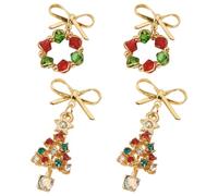 Magibeads Lot de 2 paires de boucles d'oreilles de Noël légères en verre pour femme - 2 styles, Verre, Pas de gemme