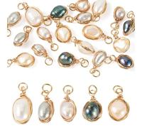 Magibeads Lot de 20 pendentifs en perles d'eau douce naturelles de culture de 5 styles - Perles enveloppées de fil de cuivre pour la fabrication de bijoux, breloques d'été pour boucles d'oreilles