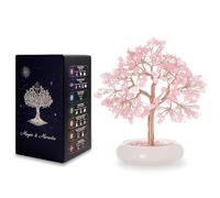 MAGIC AND MIRACLES Arbre de Vie en Quartz Rose avec Coupe en Jade 243 Pierres Naturelles Harmonie Énergie Positive Décoration Feng Shui Porte-Bonheur Cadeau Spirituel Maison