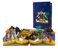 Magic Ants Carte de Noël pop-up 3D avec motif crèche de la Nativité - Carte de vœux de vacances faite à la main avec enveloppe - Parfaite pour Noël, les occasions religieuses et les célébrations