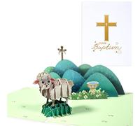 Magic Ants Carte pop-up 3D en forme de mouton pour Noël, convalescence, rétablissement, spirituel, baptême, communion, confirmation, baptême, condoléances