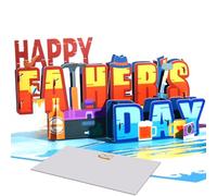 Magic Ants Carte pop-up 3D pour la fête des pères - Happy Father's Day - Carte de vœux avec enveloppe et carte vierge pour papa, grand-père, beau-père (marteau, scie, bière, outils)