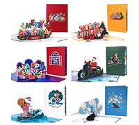 Magic Ants Christmas Pop Up Card - Carte de vœux 3D, cartes d'anniversaire amusantes, cartes de Noël pop up, cartes du Nouvel An, cartes d'hiver, cartes de Noël en vrac Lot de 6 (Père Noël trop cool)