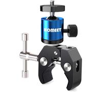 Magic Arm Camera Clamp Mini Super Clamp Camera Head Ball Head with 1/4"" & 3/8"" Screw Adapter Nut, Mount Camera for Camera Monitor LED Flash Clamp, Blue