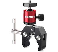 Magic Arm Camera Clamp Mini Super Clamp Camera Head Ball Head with 1/4 Inch & 3/8 Inch Screw Adapter Nut, Camera Mount for Camera Monitor LED Flash Clamp Clamp Red