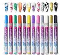 MAGIC ARMOR 12 Couleurs Stylo Nail Graffiti Pen 3D Stylo Nail Art Vernis à Ongles Pointes Fines, DIY Manucure Décor Conception Florale Dotting Pen Beauté Orner Outils de Manucure pour Halloween Noë