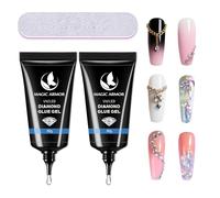 MAGIC ARMOR 2pcs Nail Art Rhinstone Glue Gel 30g, Adhésif gel adhésif super fort pour la fixation de bijoux en pierre de cristal de pierre à ongles, Colle à Ongles Strass Gel pour débutants et salons