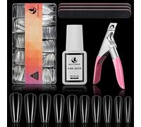 MAGIC ARMOR 550 Pièces Capsules Ongles Cercueil Long 10 Tailles Capsule Americaine Ongle Kit Pose Americaine Ongles Avec Colle Faux Ongles DIY Nail Art Nail Extension Kit